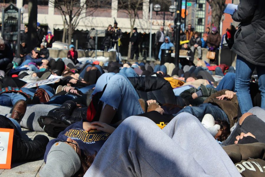 Student speech at die-in protest urges action