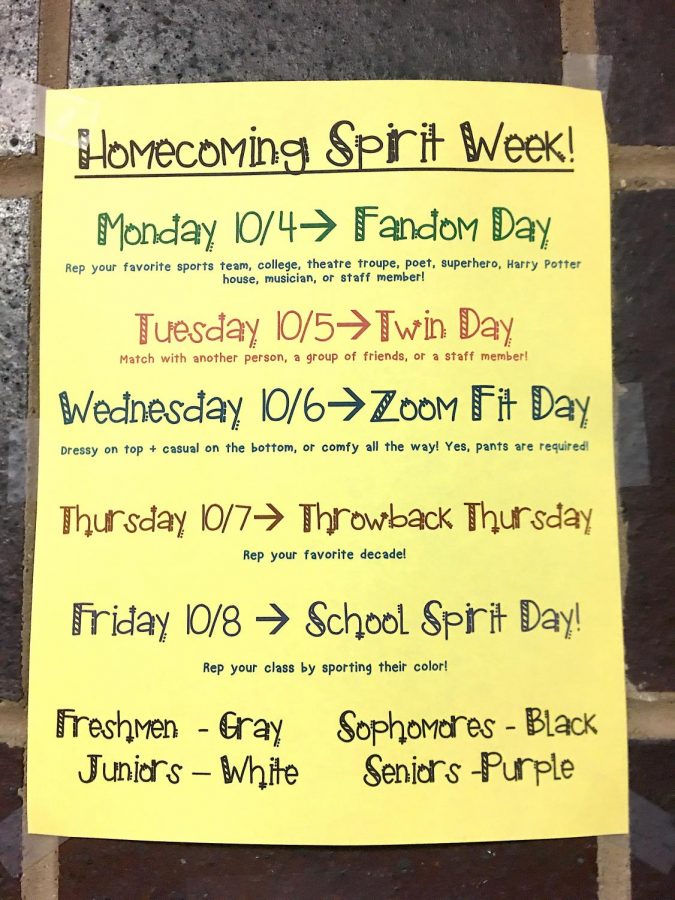The official list of spirit week themes.
