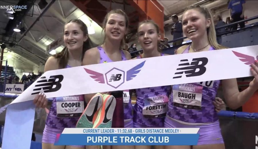 Track+athletes+Sarah+Forsyth%2C+Cookie+Baugh%2C+Emily+Cooper%2C+and+Rachel+Forsythe+broke+two+national+records+in+one+weekend+at+the+New+Balance+Nationals+Indoor+2022.%0A%0AFrom+left+to+right%3A+Emily+Cooper%2C+Sarah+Forsyth%2C+Rachel+Forsyth%2C+Cookie+Baugh