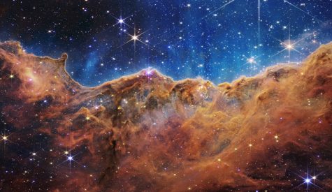 Photo of the Carina Nebula, a type of interstellar cloud.